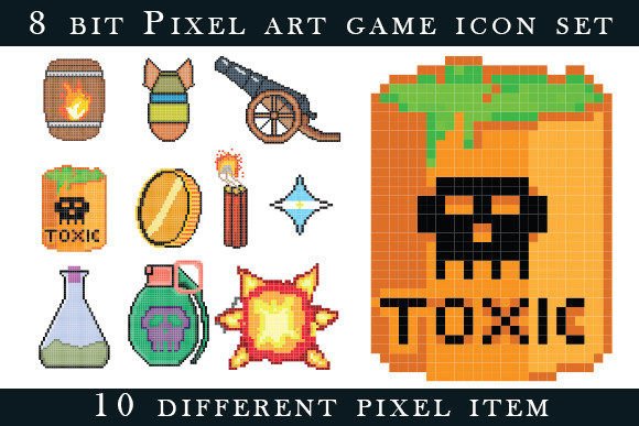 Download 8 Bit Pixel Art Game Icon Set. - Game Collection