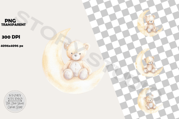 Download Dreamy Baby Bear Moon and Hammock - Premium Resources