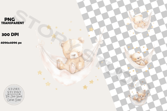Download Sweet Baby Bear Sleeping Hammock Clipart - Premium Resources