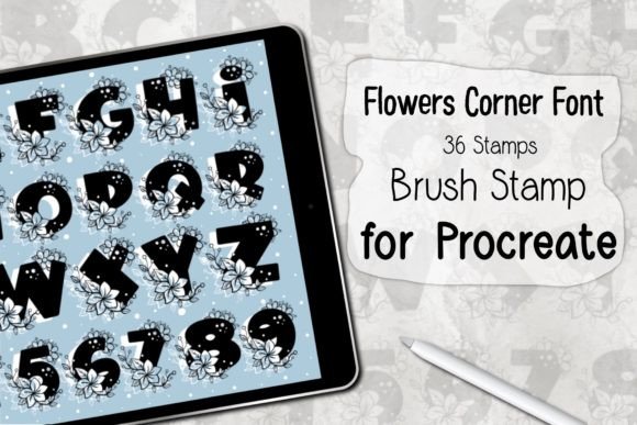 Download Flowers Corner Font‪ ‪Procreate Stamp‬‬ - Font Collection